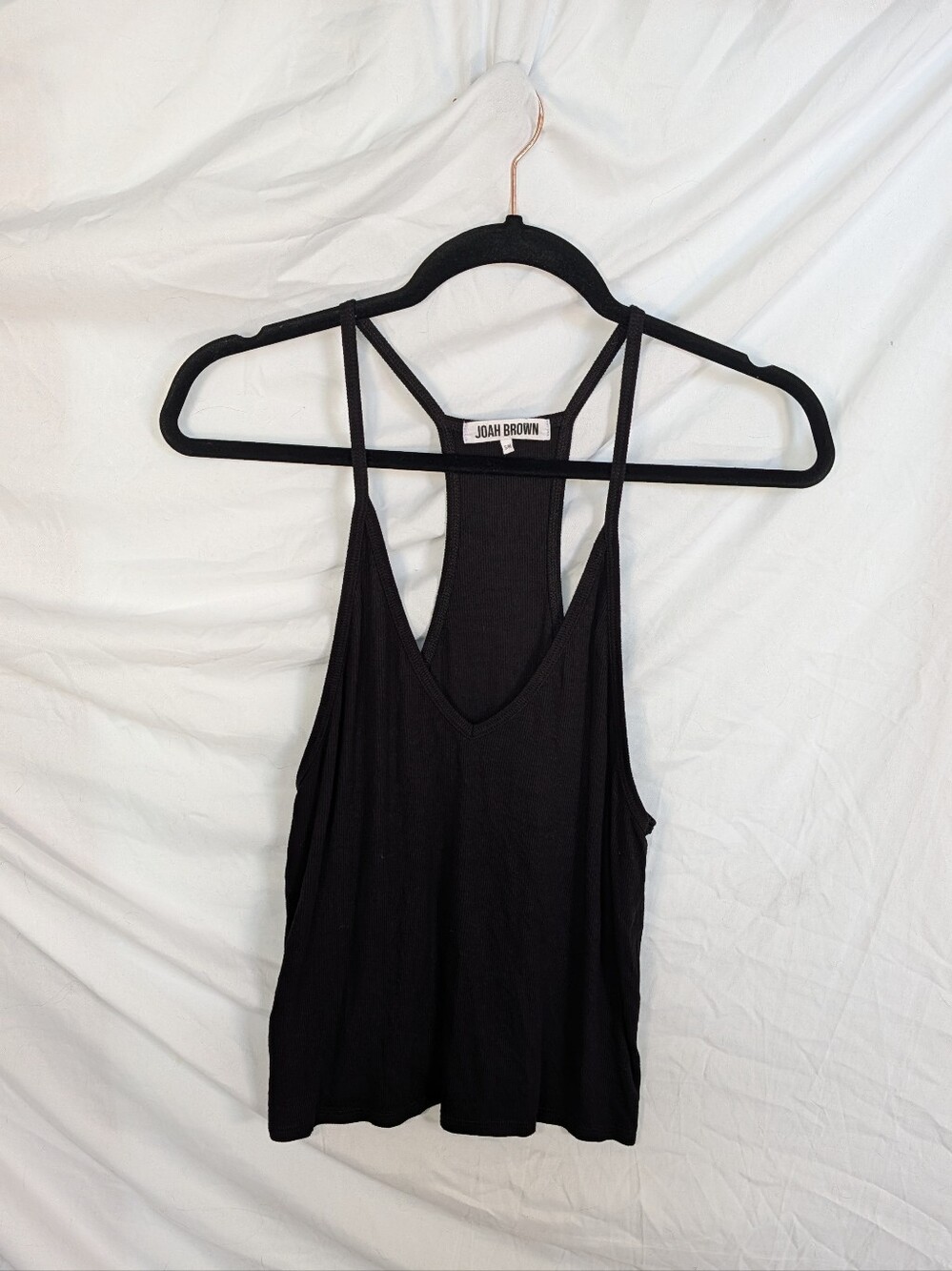 Joah Brown Black Double-Strap V-Neck Tank